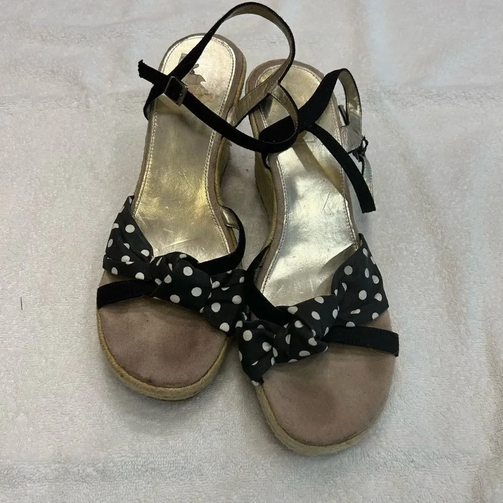 Arizona Jean Company Black and White Espadrilles with Bow Detail